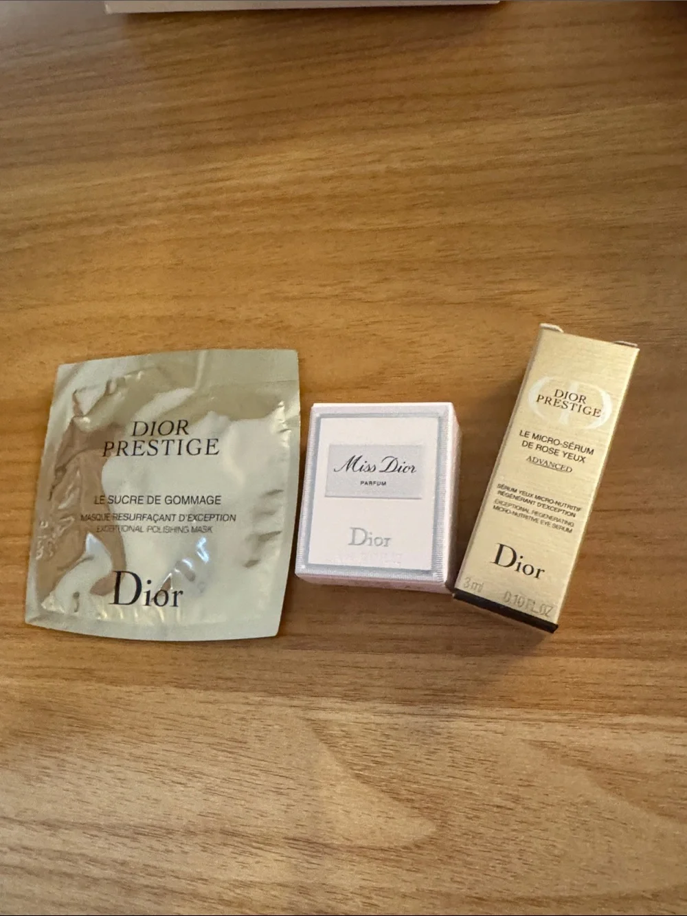 Dior Cream Embroidered Logo Makeup Pouch w/Snap Handle Bundle